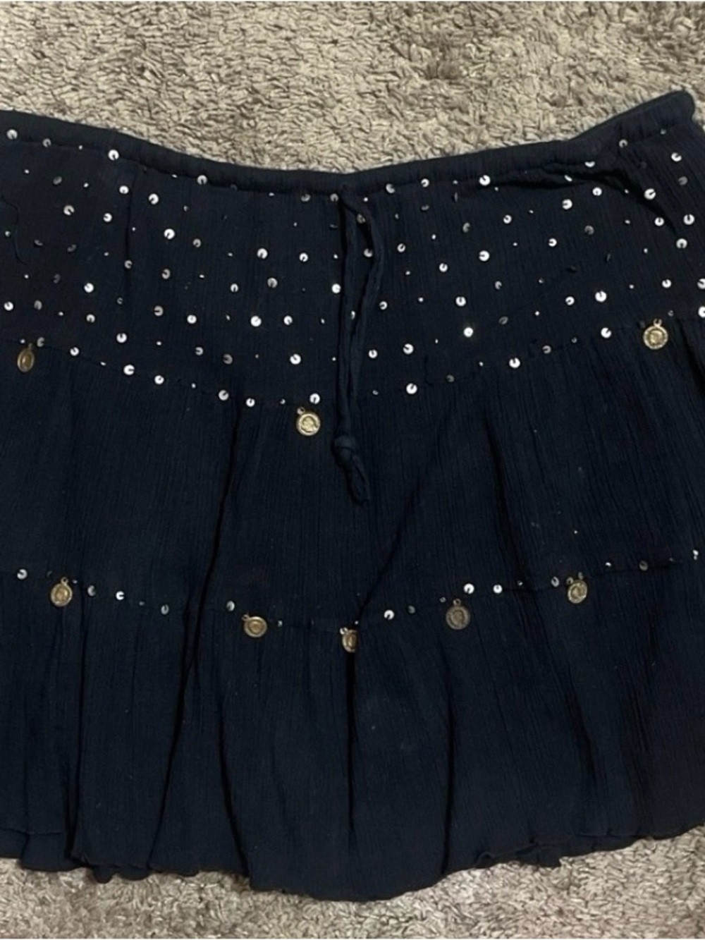 Black Tiered Mini Skirt